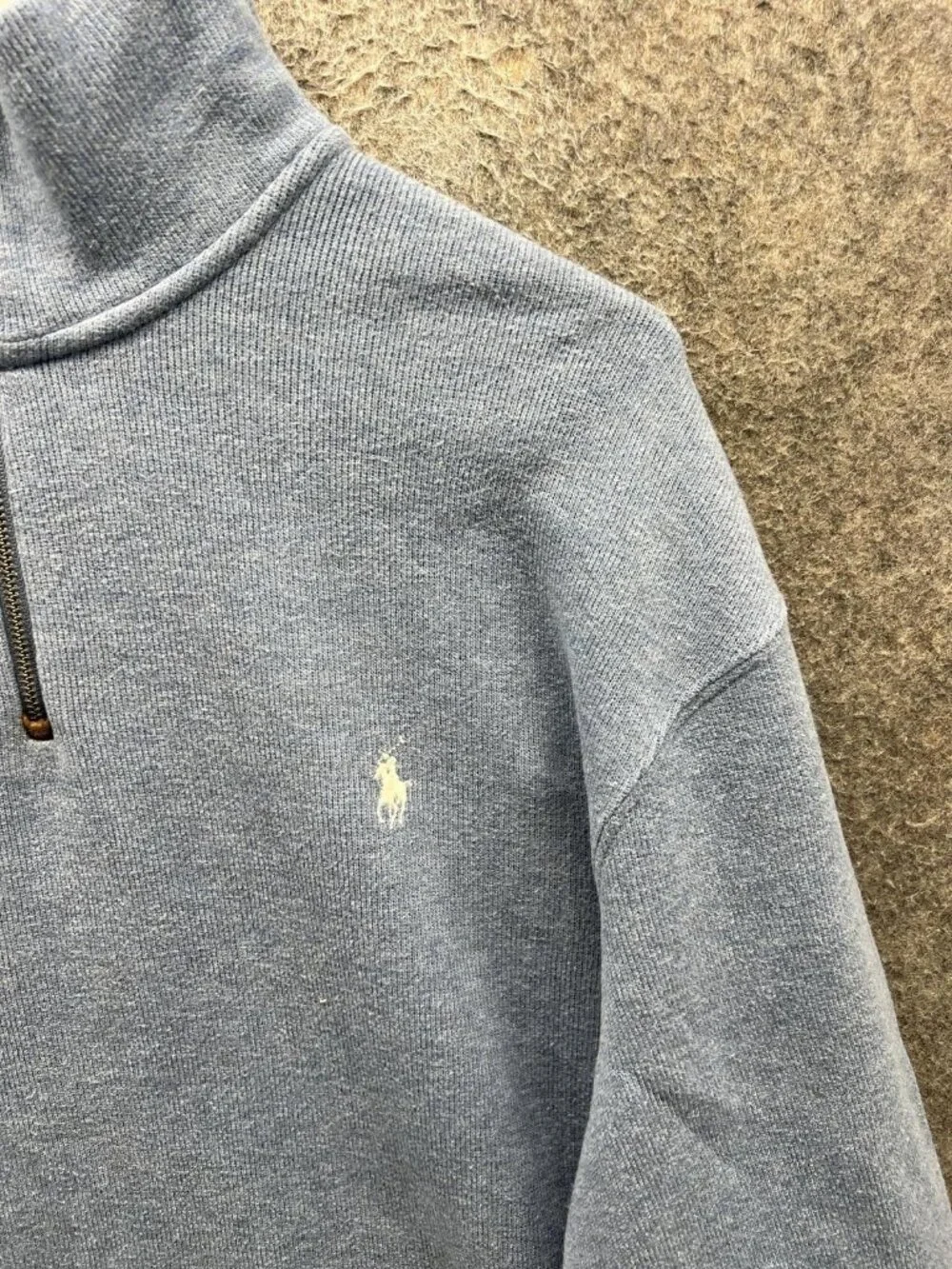 Polo Ralph Lauren Sweatshirt Mens XL Blue 1/4 Zip Knit Pullover Mock Neck Logo